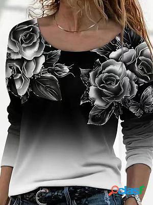 Printed Fashion Round Neck Long Sleeve T-shirt