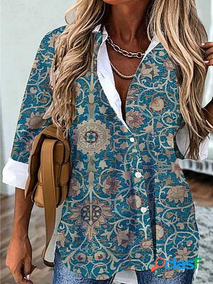 Printed Shirt Multicolor Long Sleeve Blouses