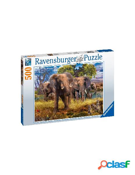 Puzzle 500 pz famiglia di elefanti