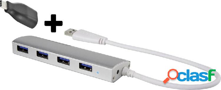 Renkforce 4 Porte Hub USB 3.0 Contenitore in alluminio