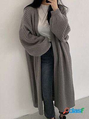 Retro Loose Outerwear Long Sweater Lantern Sleeve Knit