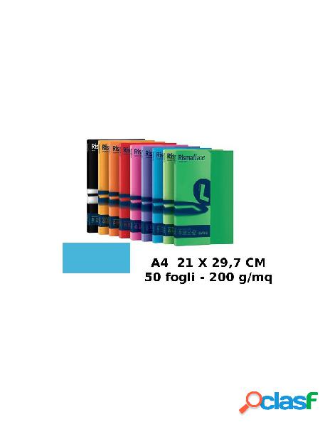 Risma luce confezione 50 fogli 200 gr a4 azzurro 55