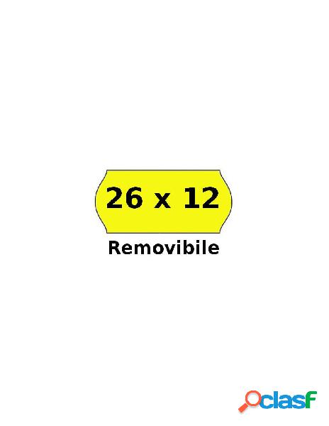Rotoli etichette prezzi removibili 26x12 gialle fluo a onda