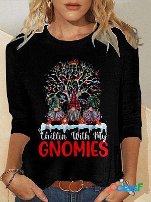 Round Neck Casual Loose Christmas Tree Print Long Sleeve
