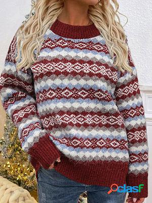 Round Neck Casual Loose Retro Sweater Pullover