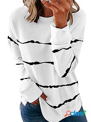 Round Neck Striped Long Sleeve T-shirt