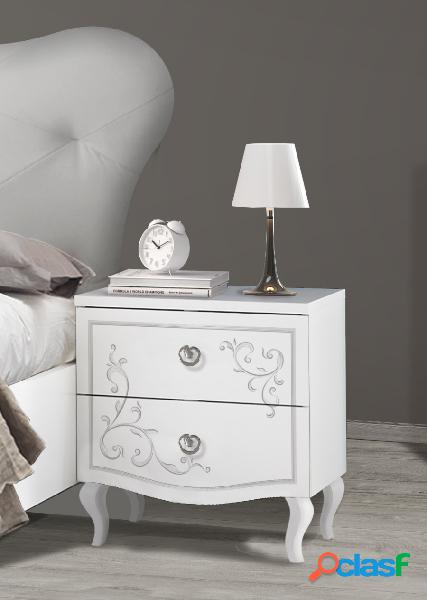 Sally - Set da 2 Comodino in legno bianco 2 cassetti