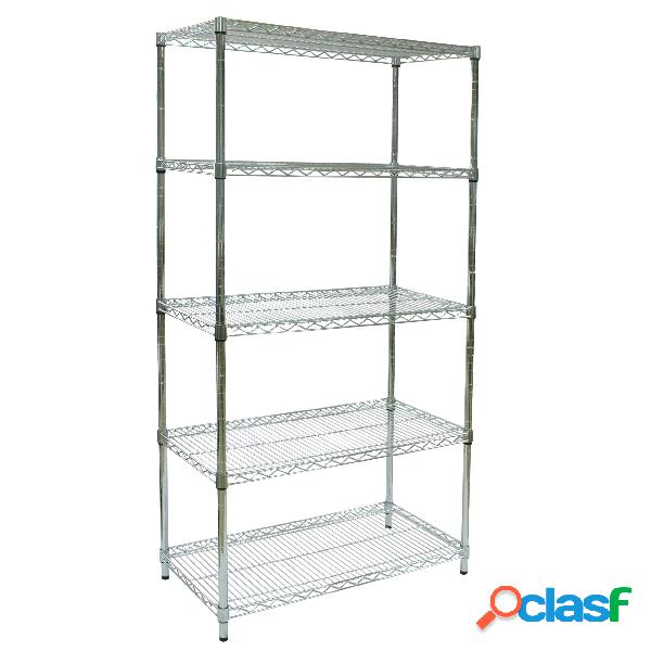 Scaffale cromato con 5 ripiani cromato in kit 45x120xh200 cm