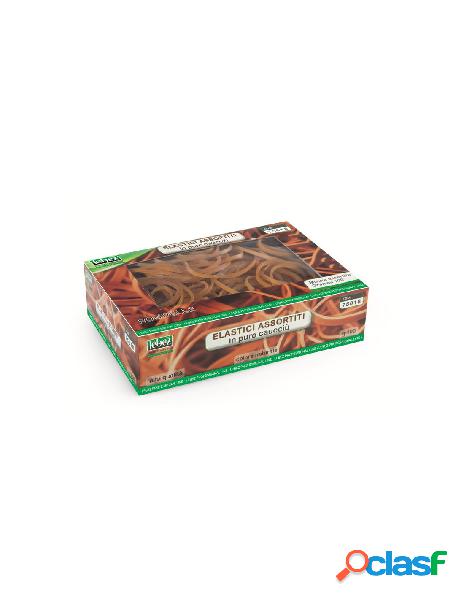 Scatola 100 gr. elastici misure assortite colore ambra