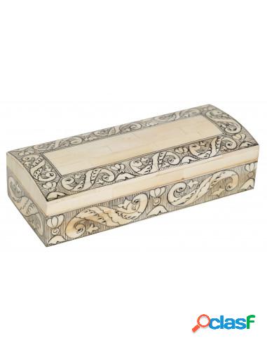 Scatola in Legno e Osso L20xPR8xH6 Cm, Portagioie, finitura