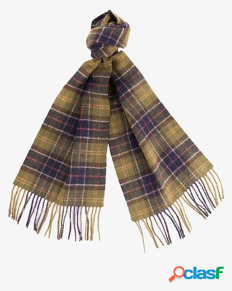 Sciarpa in tartan check verde e blu in pura lana
