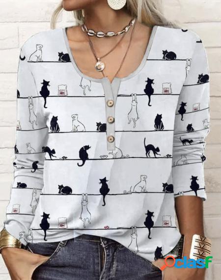 Sciolto Girocollo Casuale T-shirt