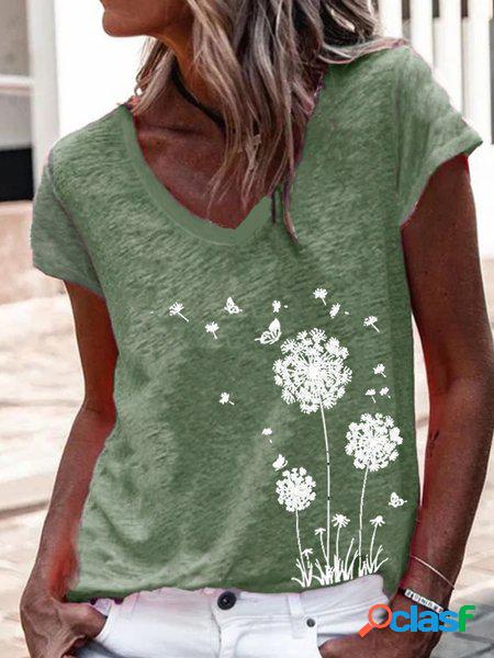 Scollo a V Maniche Corte T-shirt