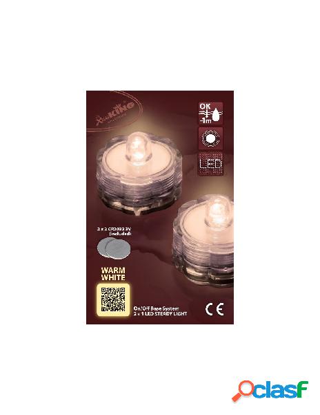 Set 2 tea light sommergibili 1 led bianco caldo luce fissa a