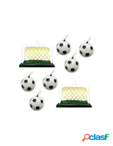 Set 6 candeline pallone calcio + 2 porte
