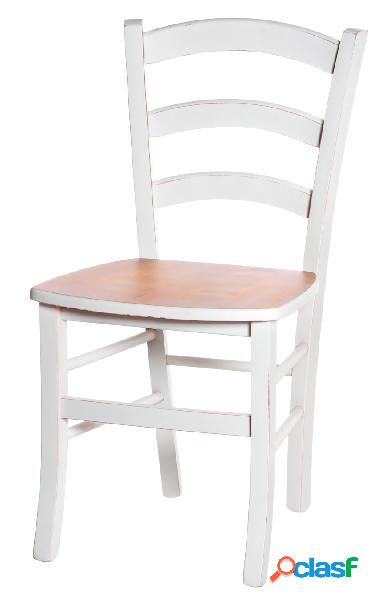 Set da 2 - Sedia classica in legno colore bianco con seduta