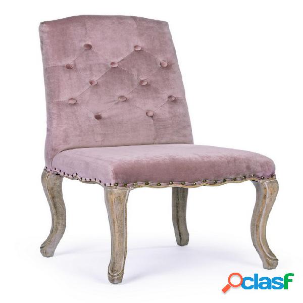 Set da 2 Sedia design classico rivestita in velluto rosa con