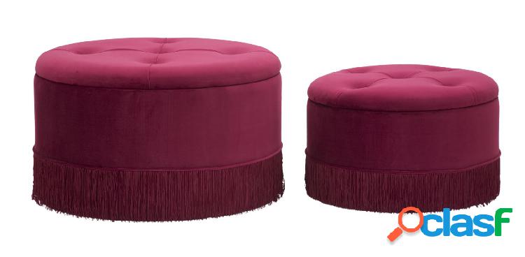 Set da 2 pouf moderno tondo con contenitore in velluto -