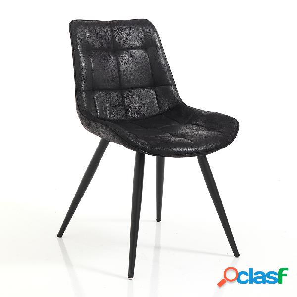Set da 2 sedia design scocca in tessuto nero effetto