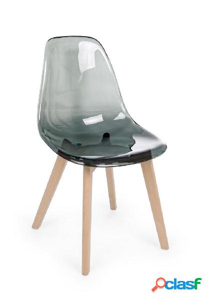 Set da 4 Sedia design seduta in policarbonato colore fumè