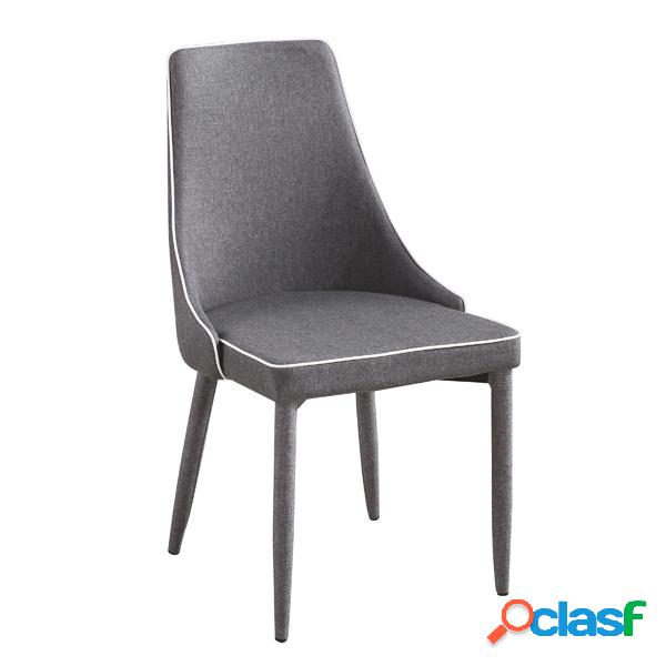 Set da 4 sedia design moderno in tessuto colore grigio cm