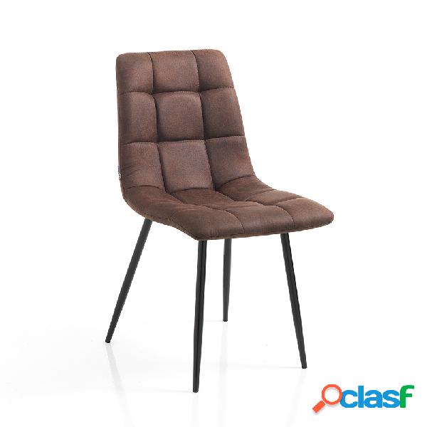 Set da 4 sedia design scocca in tessuto effetto invecchiato