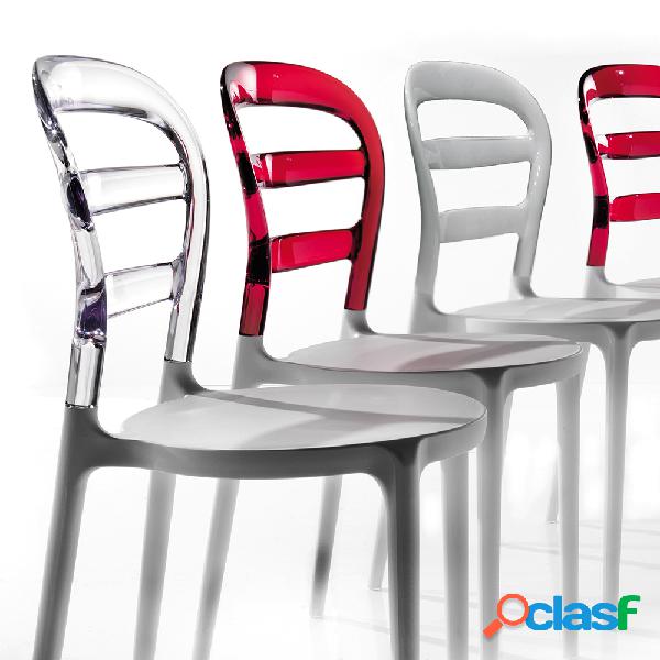 Set da 4 sedia in policarbonato e polipropilene trasparente