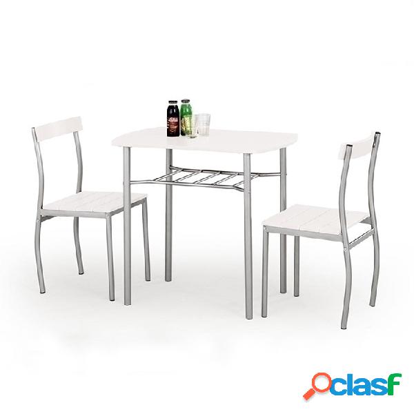 Set tavolo 82x50cm + 2 sedie da giardino acciaio bianco