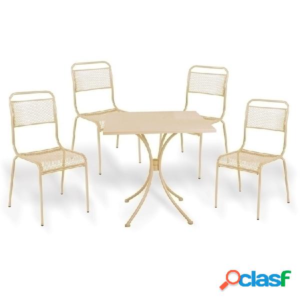Set tavolo quadrato 70x70cm + 4 sedie da giardino crema