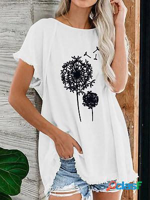 Short Sleeves Casual Loose Crew Neck Printed T-shirt