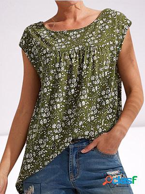 Short Sleeves Round Neck Printed Casual T-shirt