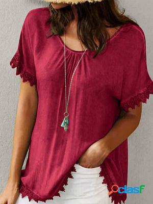 Short Sleeves Round Neck Solid T-shirt