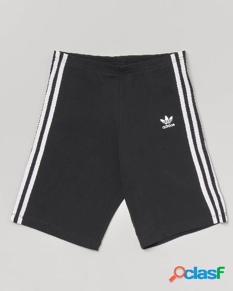 Short nero in cotone elasticizzato con bande bianche 9-14