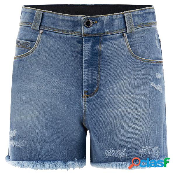 Shorts FREDDY BLACK in denim chiaro con fondo sfrangiato