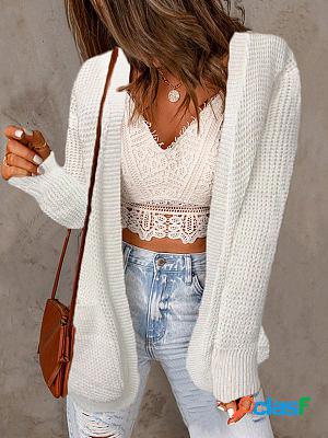 Simple Casual Loose Solid Color Pocket Sweater Cardigan