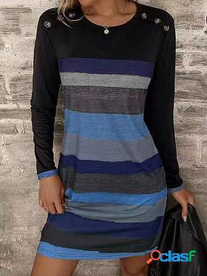 Simple Fashion Striped Casual Short Dress