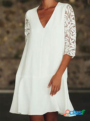Slit Relaxed Cotton Shift Dresses