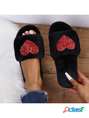 Solid Color Heart Casual Slippers