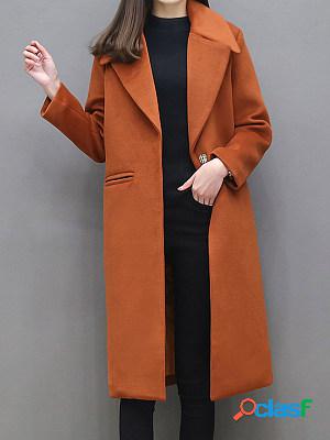 Solid Color Woolen Coat