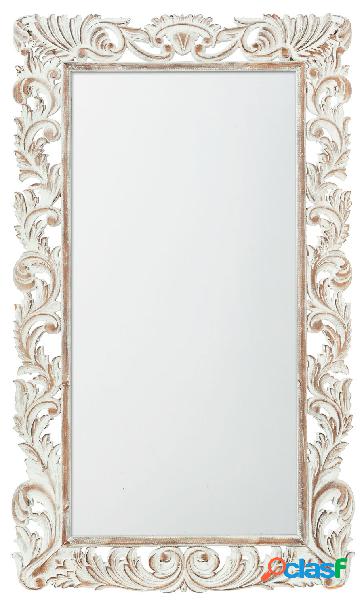 Specchiera in legno colore bianco stile shabby cm 70x6x119h