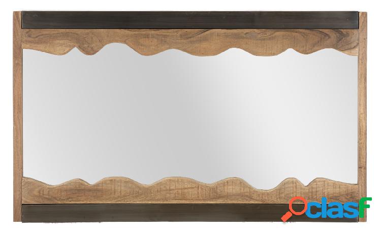Specchiera rettangolare con cornice in legno di acacia