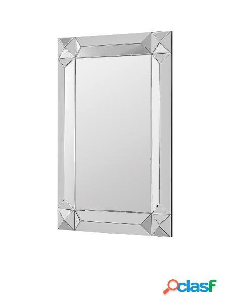 Specchiera rettangolare in legno argento con specchi stile