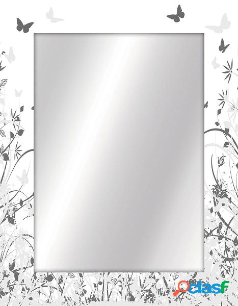 Specchio da parete design moderno in legno colore bianco cm