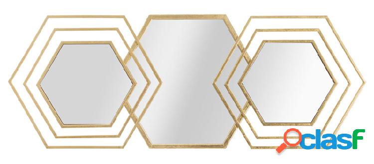 Specchio design con cornici esagonali in metallo colore oro