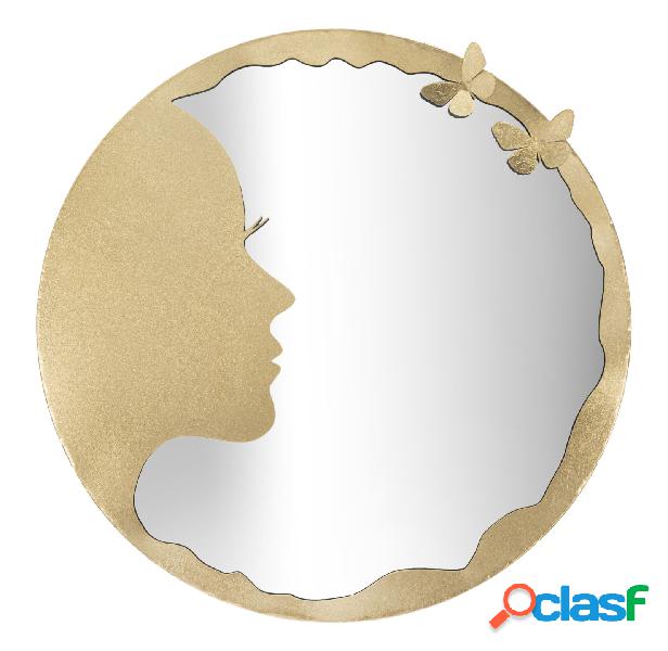 Specchio design tondo da parete cornice con profilo di donna