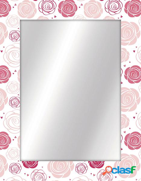 Specchio in legno floreale da parete design moderno cm 70x90