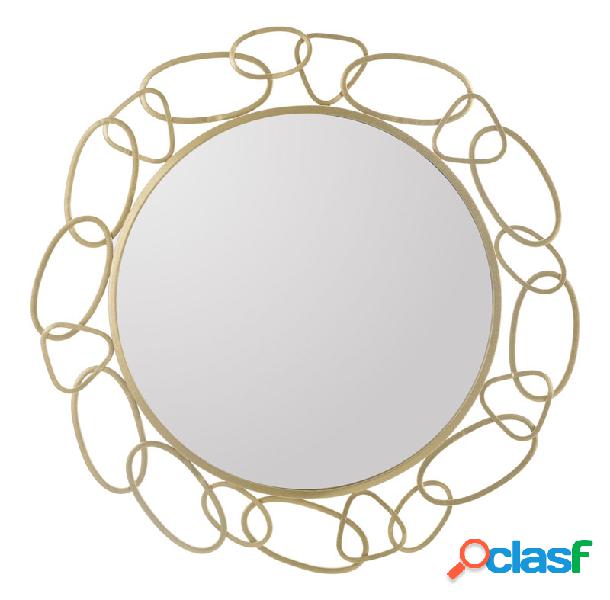 Specchio moderno cornice tonda con anelli in metallo