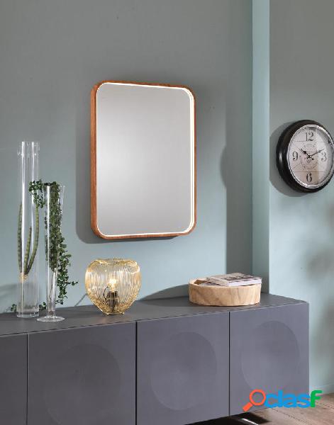 Specchio moderno da parete cornice effetto legno con luce a