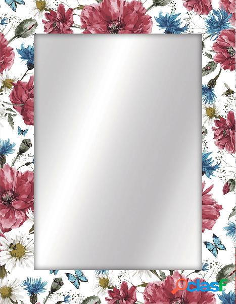 Specchio moderno da parete cornice floreale in legno cm