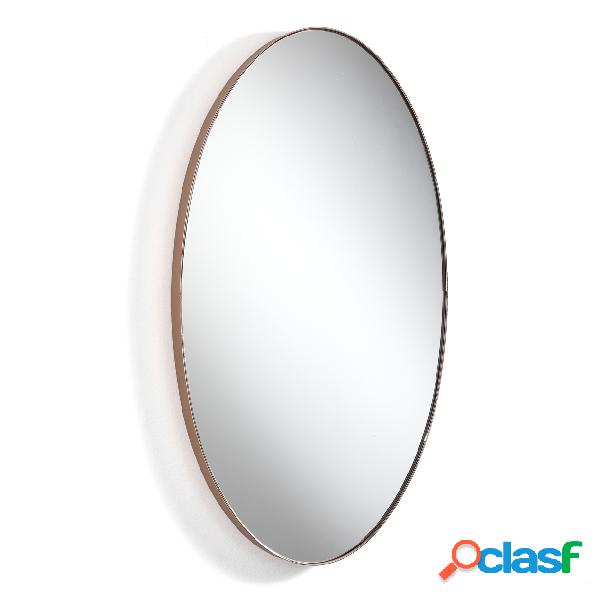 Specchio ovale da parete cornice in metalo colore rame